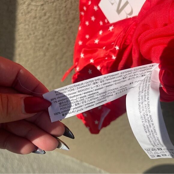 NWT Zara red & white star lace up bodysuit Sz M - Picture 7 of 10